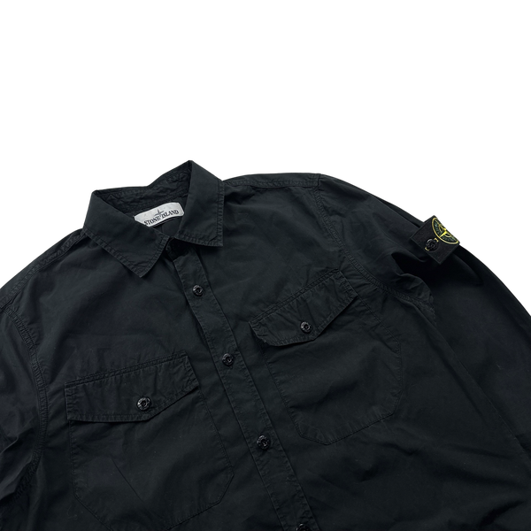 Stone Island Black Cotton Buttoned Overshirt - Medium