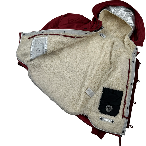 Stone Island 2015 Silver Sherling Liner Fur Hood David TC Jacket - Small