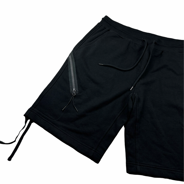 CP Company Black Cotton Fleece Shorts - Large