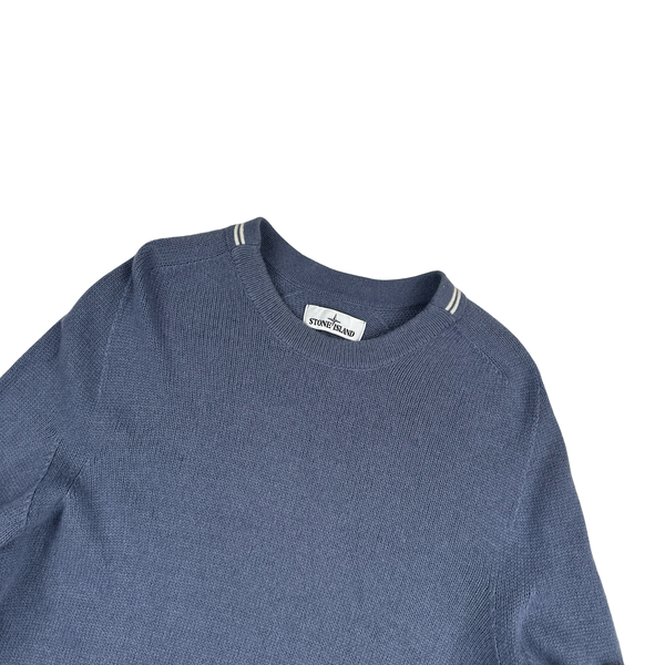 Stone Island Purple Lambs Wool Crewneck Knitted Jumper - Large