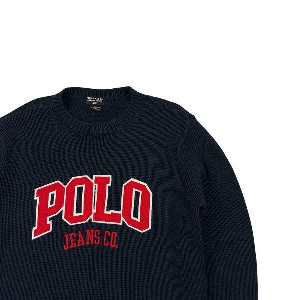 Ralph Lauren Polo Jeans Cotton Spellout Knit Crewneck Jumper - Large