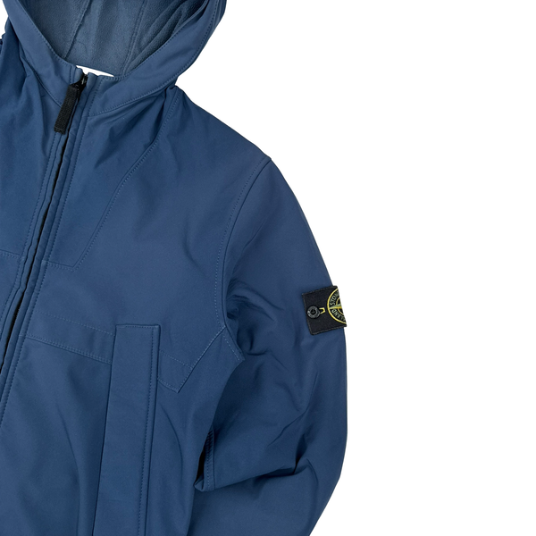 Stone Island Blue Fleece Lined Soft Shell Goggle Jacket - Large