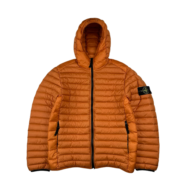 Stone Island 2023 Orange Loom Woven Down Puffer Jacket - Small