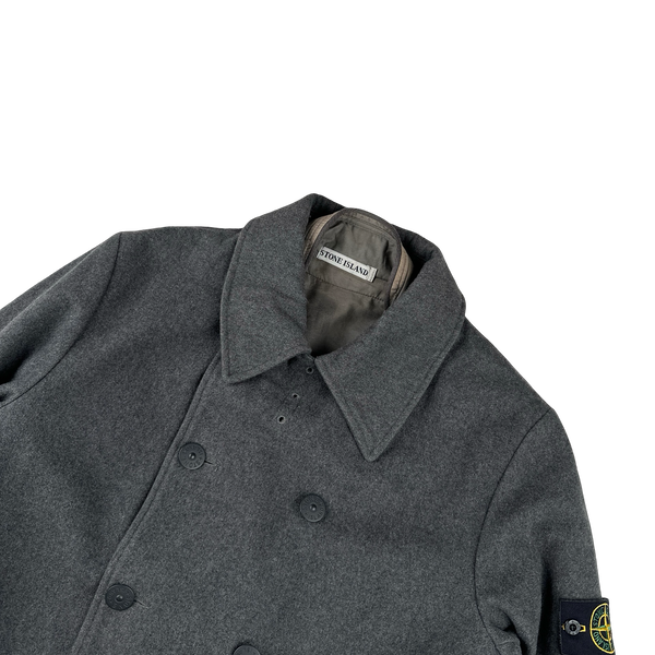 Stone Island 1999 Grey Vintage Wool Double Breasted Duffle Jacket - Medium