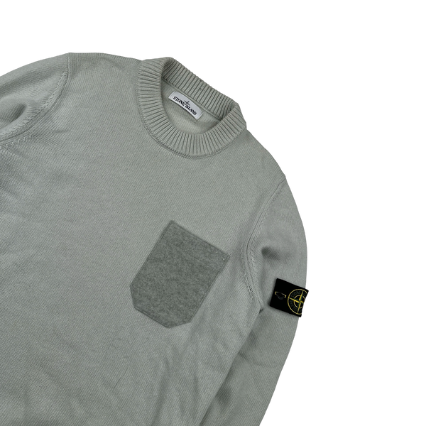 Stone Island 2017 Pale Blue Wool Crewneck - Large