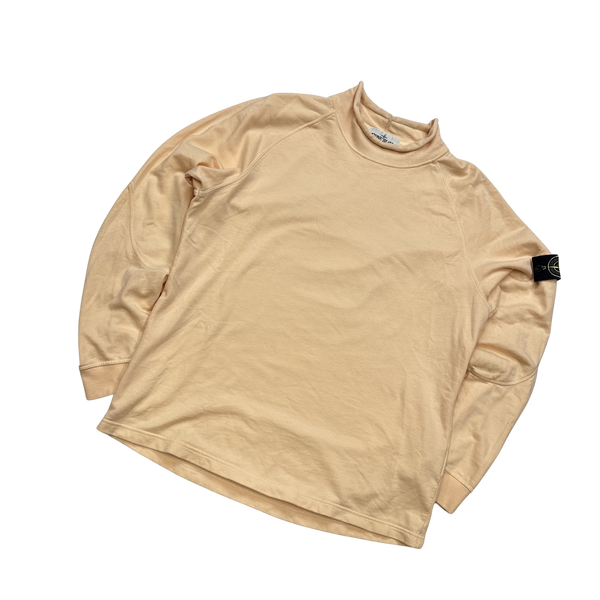 Stone Island Peach Cotton Roll Neck Sweatshirt - Large