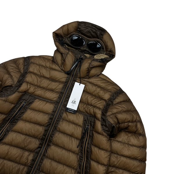 CP Company Brown Down Filled DD Shell Goggle Puffer Jacket - Medium