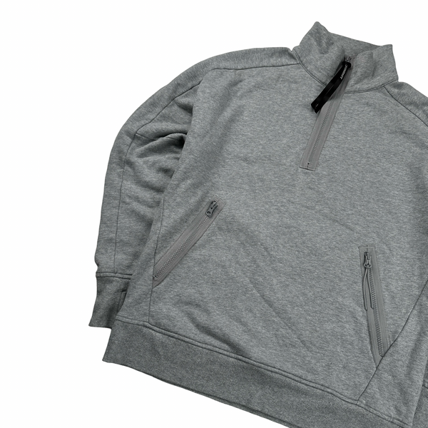 CP Company Lens View Grey Cotton Quarter Zip Sweatshirt - Medium