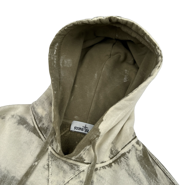 Stone Island 2017 Khaki Hand Corrosion Pullover Hoodie - Medium