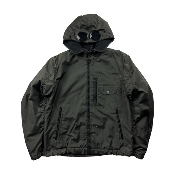 CP Company Dark Green Multi Pocket Nylon Wool Lined Goggle Jacket - XL