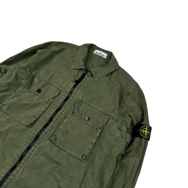 Stone Island 2021 Green Cotton Double Pocket Overshirt - XL