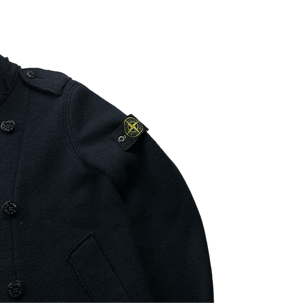 Stone Island Navy 2012 Wool Double Breasted Pea Coat - Medium