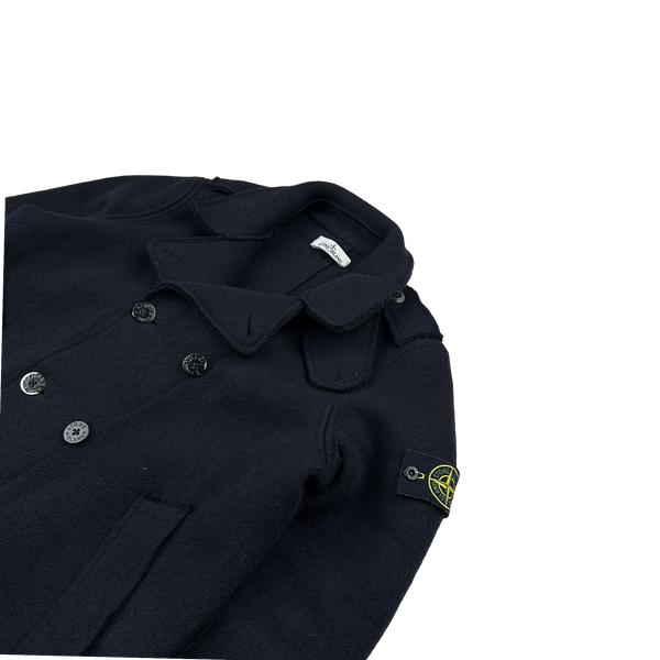 Stone Island 2013 Heavyweight Navy Wool Double Breasted Jacket - XL