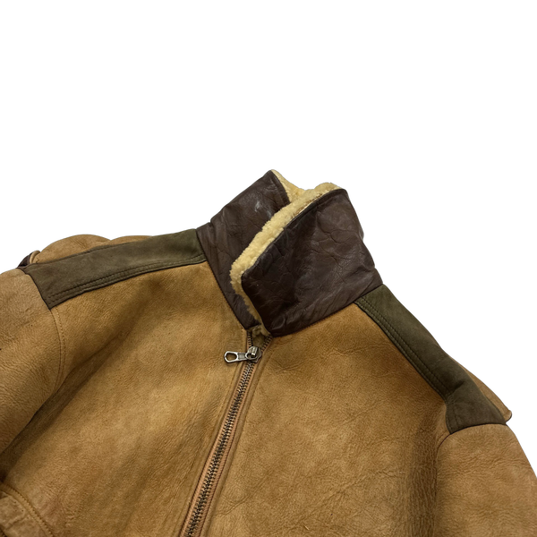 CP Company Early 80s Shearling Suede Leather Aviator Jacket - Large