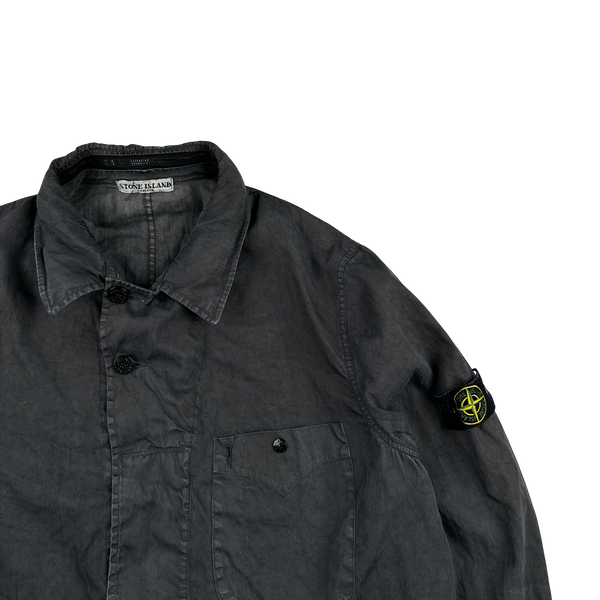 Stone Island 2005 Vintage Grey Lino Flax Overshirt Jacket - XXL