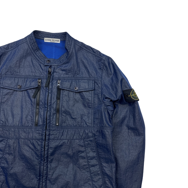 Stone Island Blue Laminated Thick Bonded Nylon Jacket - Large