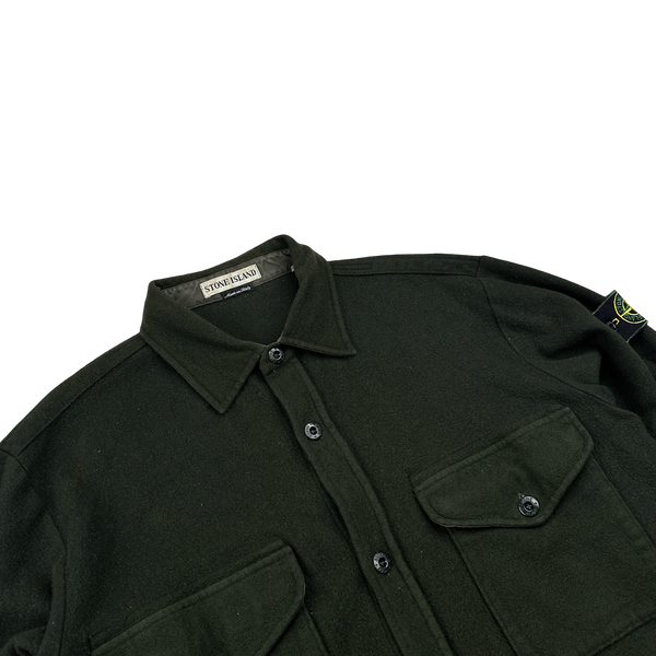 Stone Island 1997 Forest Green Vintage Wool Overshirt - Large