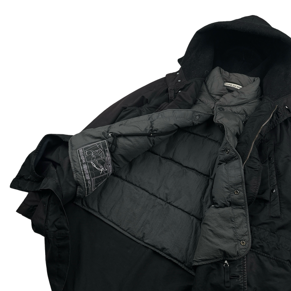 Stone Island 2010 Black David TC Down Lined Parka Jacket - Large