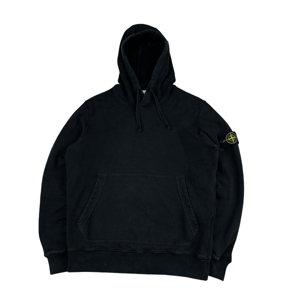 Stone Island 2020 Black Cotton Pullover Hoodie - Medium