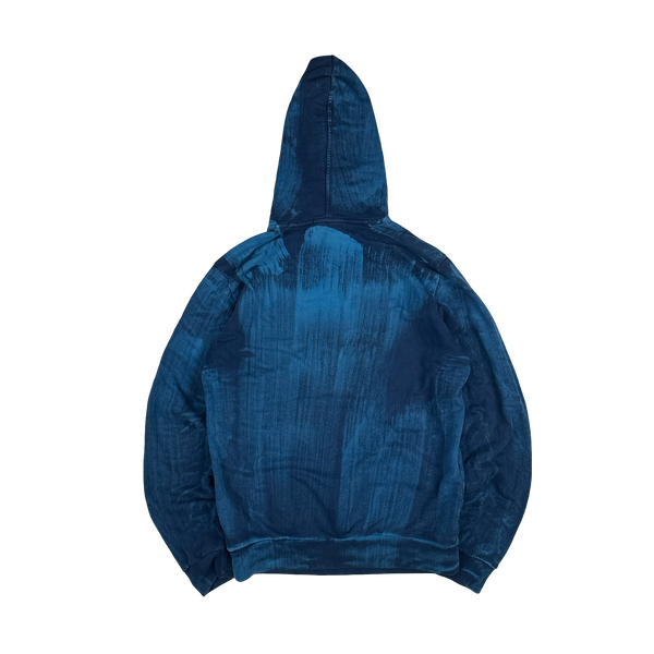 Stone Island 2018 Indigo Blue Hand Brushed Pullover Hoodie - Large
