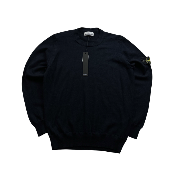 Stone Island 2020 Navy Merino Wool Crewneck Jumper - XL