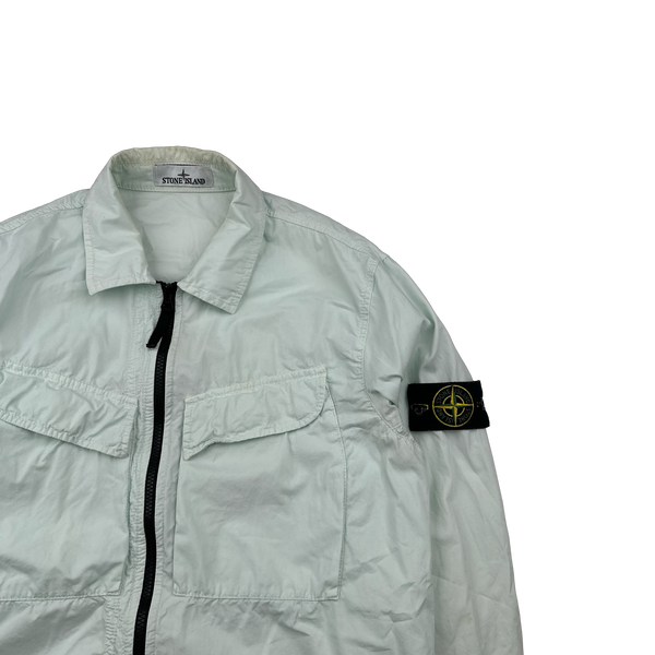 Stone Island 2022 Ice Blue Cotton Zipped Overshirt - Large