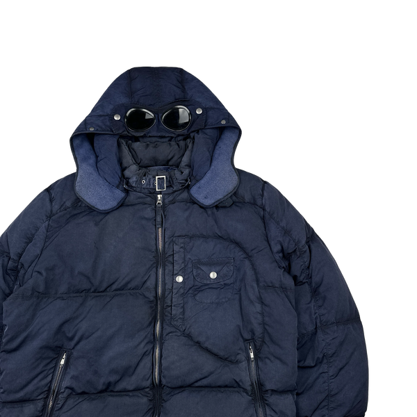 CP Company Blue Down Filled Frosted Nylon Puffer Jacket - Large
