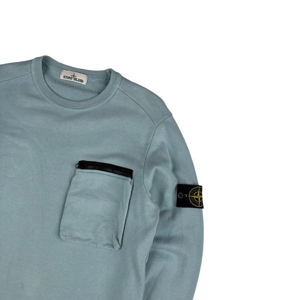 Stone Island 2017 Baby Blue Cotton Crewneck Sweatshirt - Small
