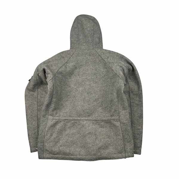 Stone Island 2005 Grey Multi Pocket Felt Hooded Jacket - XL