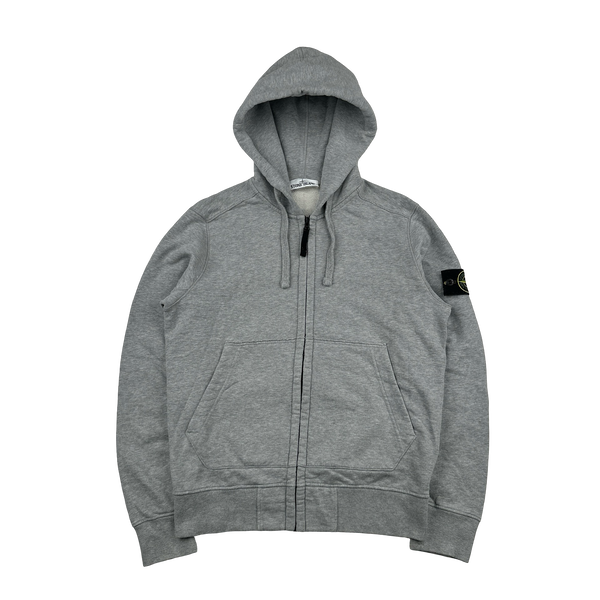Stone Island 2019 Light Grey Zipped Cotton Hoodie - Small