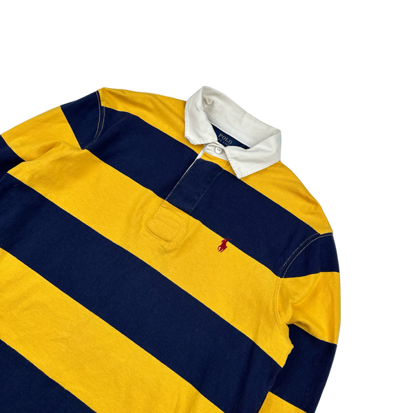 Ralph Lauren Yellow Striped Long Sleeve Rugby Shirt - Medium