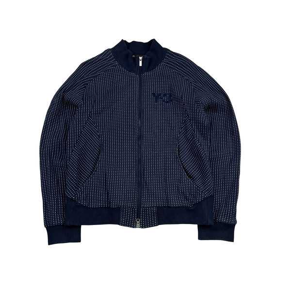 Y-3 Navy Polka Dot Pattern Zip up Cotton Jumper - Large