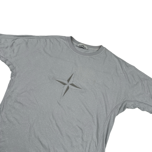 Stone Island 2020 Grey Compass Spellout Cotton T Shirt - Large