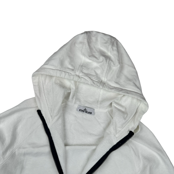 Stone Island 2022 White Zip Up Hoodie - Large