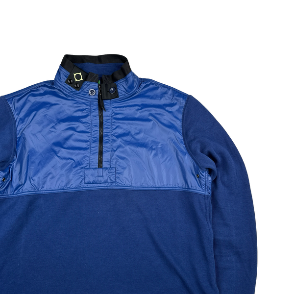 Ma Strum Blue Neck Tag Panelled Jumper - Large