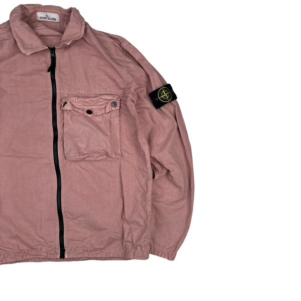 Stone Island 2021 Pink Cotton Zipped Overshirt - Large
