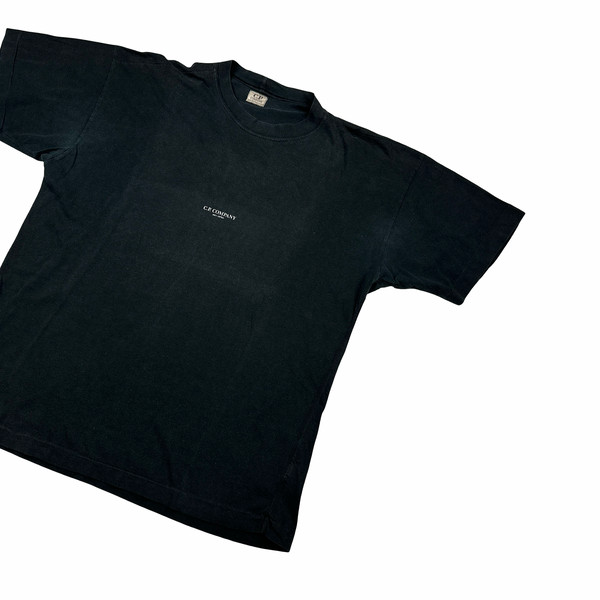 CP Company Vintage Cotton Black Spellout Boxy Fit T Shirt - Small