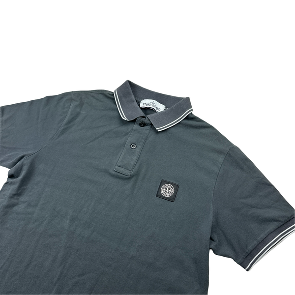 Stone Island Dark Grey Polo Top - Large