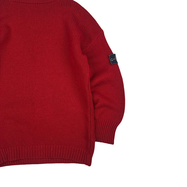 Stone Island 1992 Red Vintage Knitted Crewneck Pullover - Large