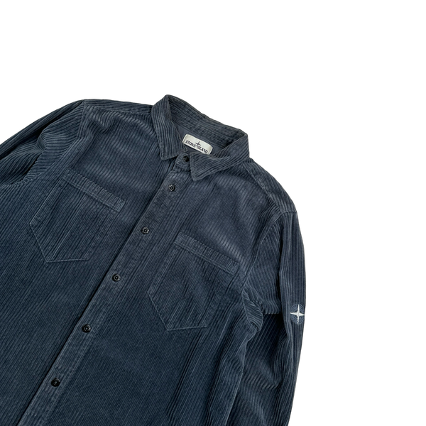 Stone Island 2019 Jumbo Cord Blue Overshirt - Large
