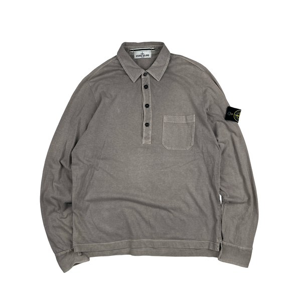 Stone Island Grey Button up Long sleeve Polo Shirt - Large