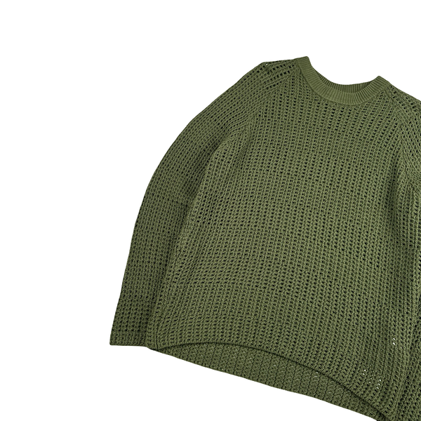 Stone Island 2022 Green Thick Woven Knit Crewneck Jumper - Large