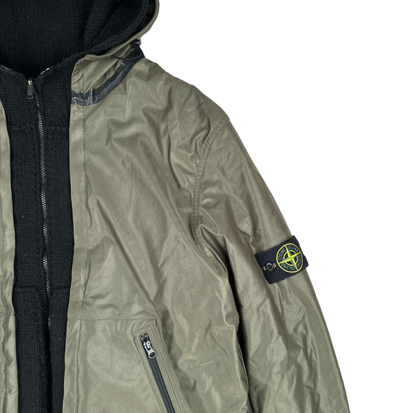 Stone Island 2008 Black Thick Wool Knit Nylon Liner 3 in 1 Jacket - XXL