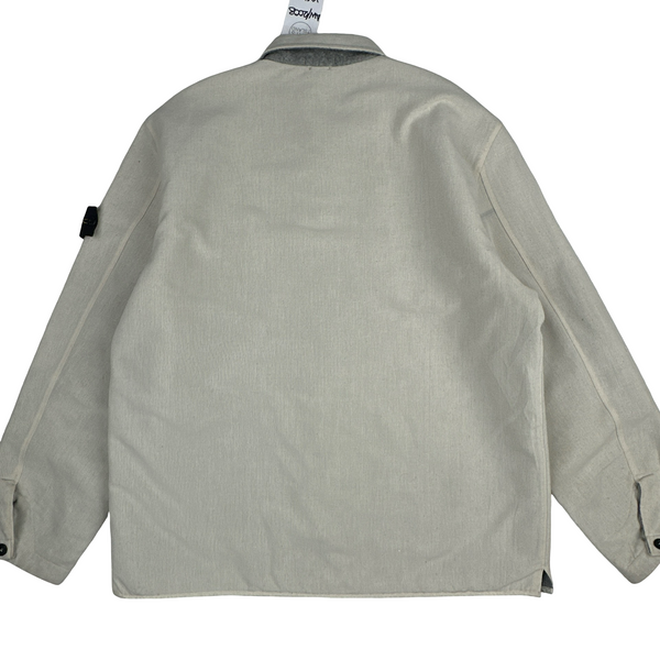 Stone Island 2003 Cream Heavyweight Lined Cotton Chore Jacket - XXL