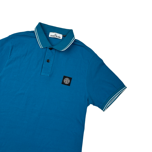 Stone Island 2018 Blue White Piped Polo Shirt - Large