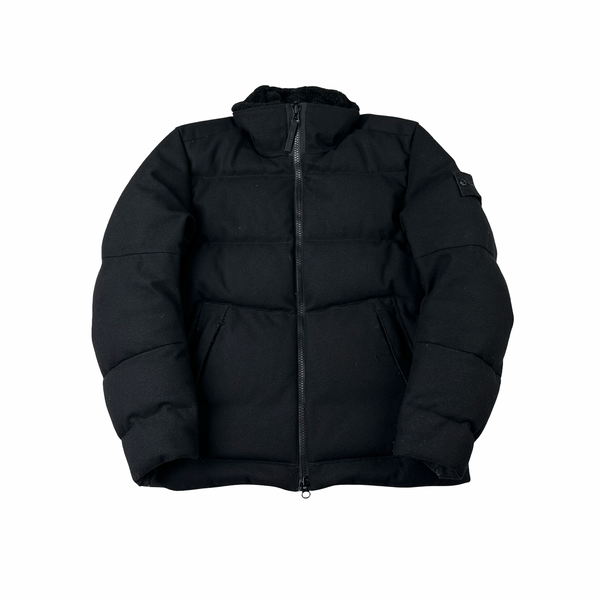 Stone Island 2021 Black Shearling Neck SW 3L Down Filled Ghost Puffer - Small