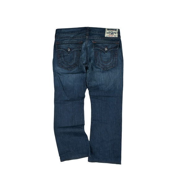 True Religion Blue Wash Contrast Stitch Bootcut Fit Jeans - 38”