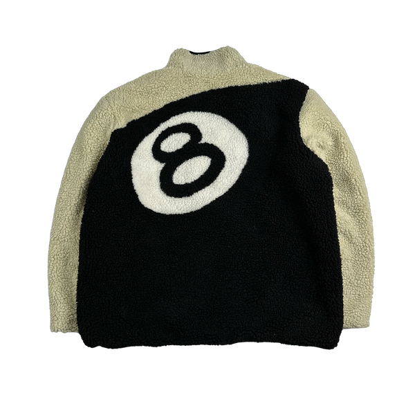 Stussy 8-Ball Reversible Teddy Fleece Zipped Jumper - XXL