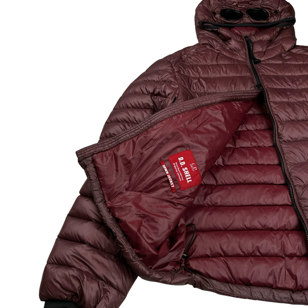 CP Company Burgundy Down Filled DD Shell Goggle Puffer Jacket - 3XL