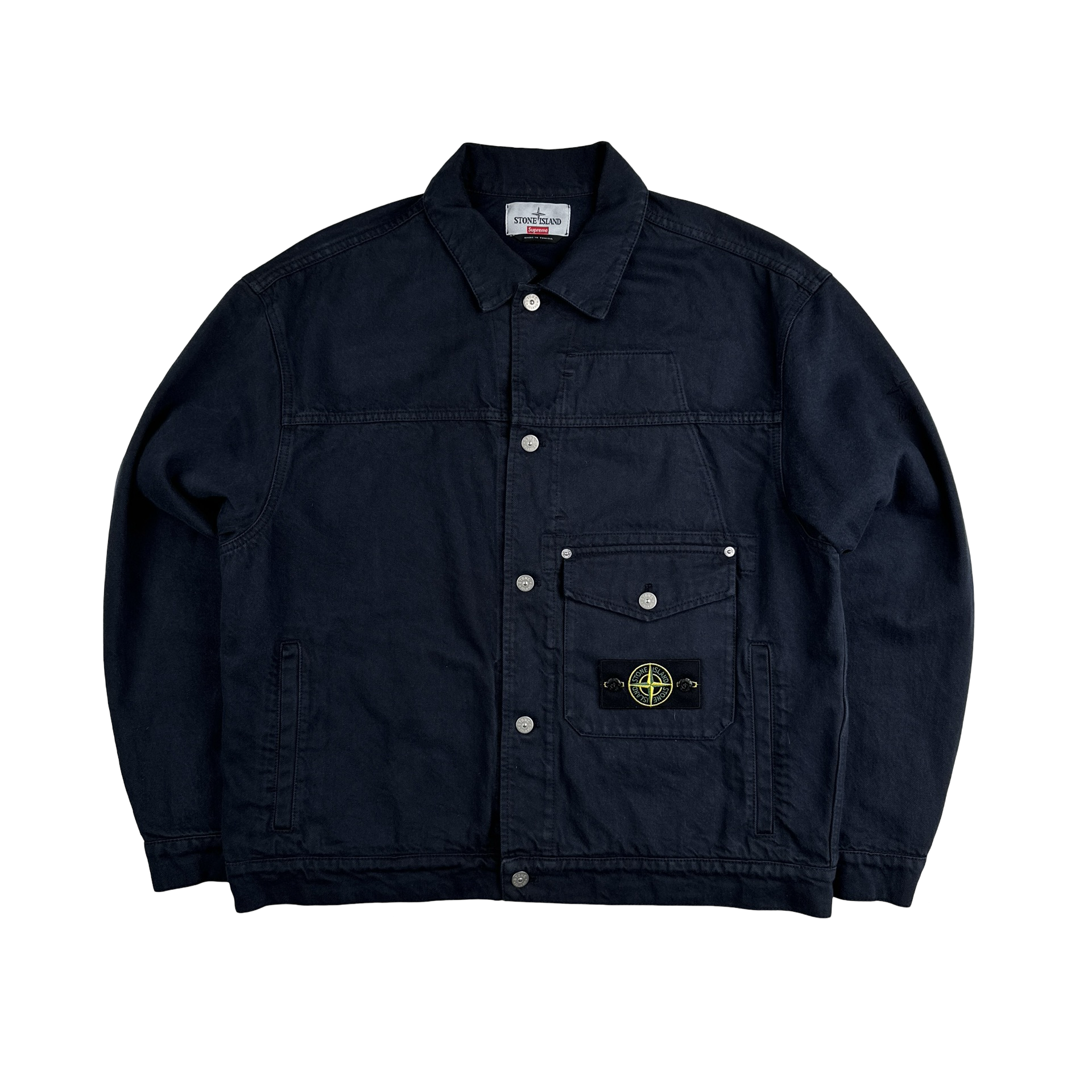 Stone Island x Supreme 2023 Navy Bull Denim TC Jacket Large